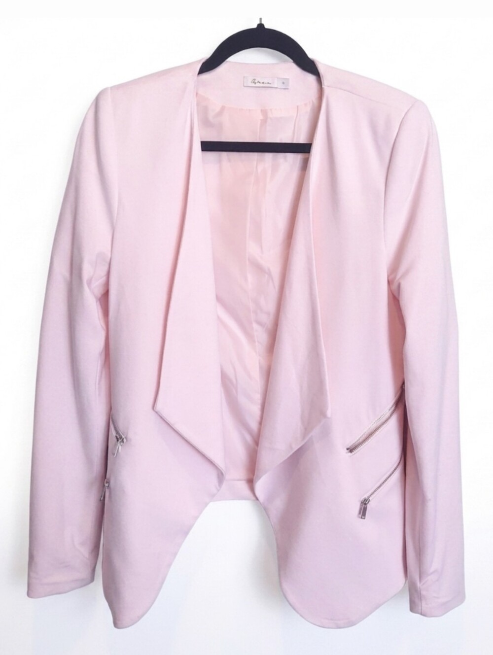 Reitmans Open Front Spring Blazer Zip Pockets Angled Hem Flowy Collarless